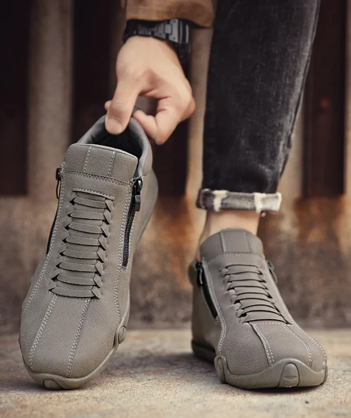 Men's Casual Shoes Side Zipper Short Boots Versatile Flat Bottom Trendy Fashionable Men's Shoes Suitable for Outdoor Sports – Bild 20