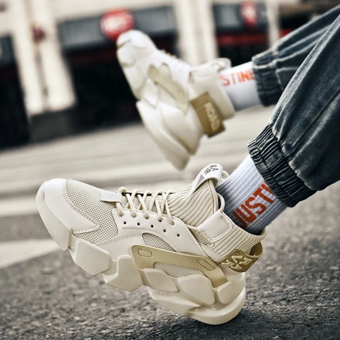Shoes for men New High-top Beige Men Sneakers Chunky Men Shoes Heighten Fashion Casual Plus Size Damping Tennis Shoes Zapatillas – Bild 4