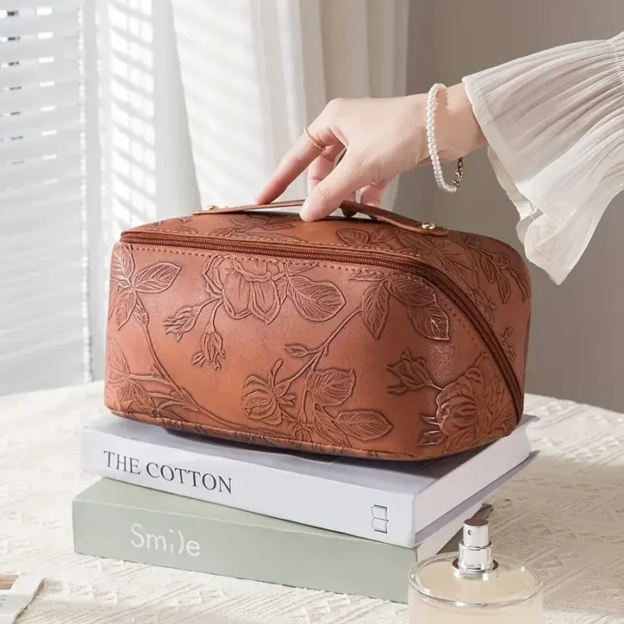 Vintage Flower Women Tote Cosmetic Bag Fashion Portable Pillow Makeup Orgainzer Pouch Washbag Large Capacity Travel Zipper Bag – Bild 1