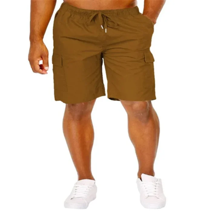 Men Classic Cargo Shorts With Drawstring Loose Fit Solid Color Multi Pocket Casual – Bild 6