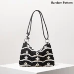Pattern Hollow Knitting Shoulder Tote Bags for Ladies, Boho Beach Bags for Women, Holiday Outfits, Steaw Purse (Random Pattern) – Bild 7