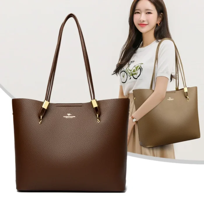 High Quality Brand Solid Color Handbag Soft PU Leather Shoulder Bags for Women Large Capacity Female Shopping Commuting Tote Sac – Bild 13