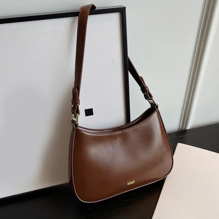 PU Leather Fashion Sling Bag Large Capacity Women Daily Shoulder Bag Solid Color Vintage Simple Daily Bags – Bild 11