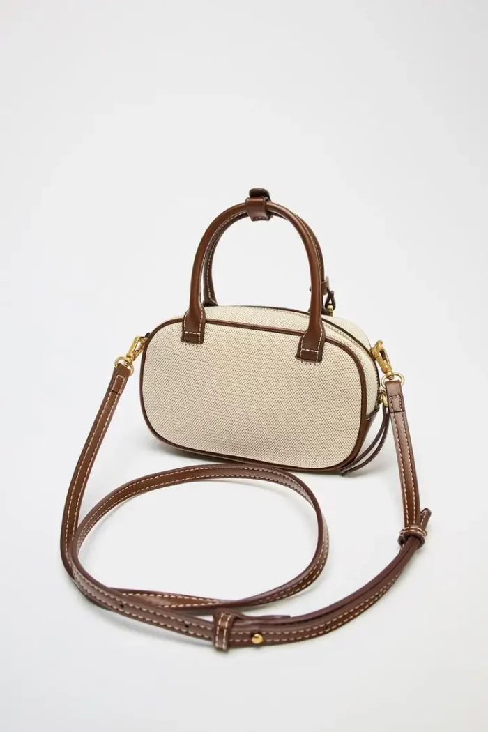 MINI TOPSTITCHED BAG, Wide Strap Women's Vintage Crossbody Bag, Ladies Luxury Design Handbags, Solid Color Small Shoulder Bag – Bild 15