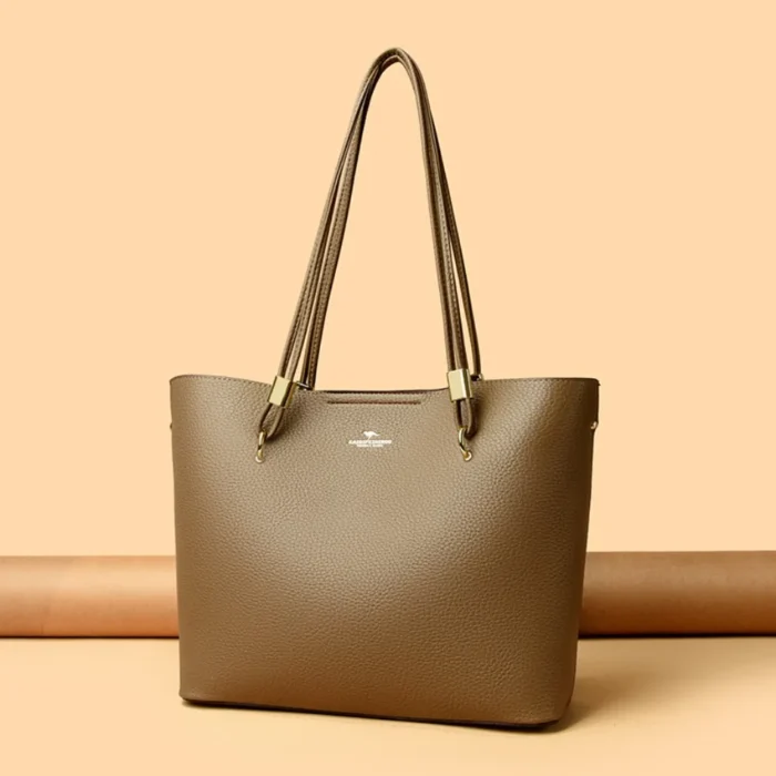 High Quality Brand Solid Color Handbag Soft PU Leather Shoulder Bags for Women Large Capacity Female Shopping Commuting Tote Sac – Bild 17