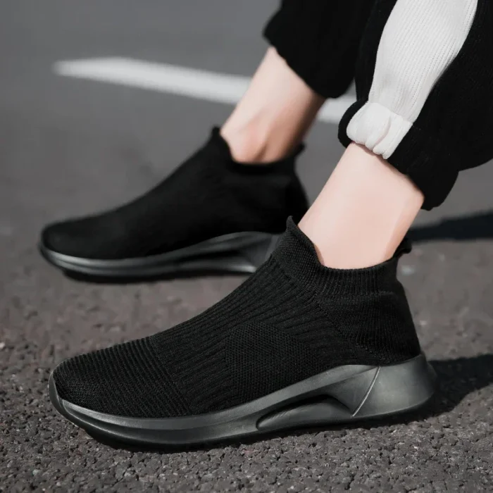 Slip-On Mens Shoes Stretch Fabric New Light Comfortable Walking Casual Shoes for Men Breathable Unisex Men Women Loafers Black – Bild 25