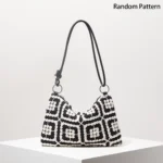 Pattern Hollow Knitting Shoulder Tote Bags for Ladies, Boho Beach Bags for Women, Holiday Outfits, Steaw Purse (Random Pattern) – Bild 10