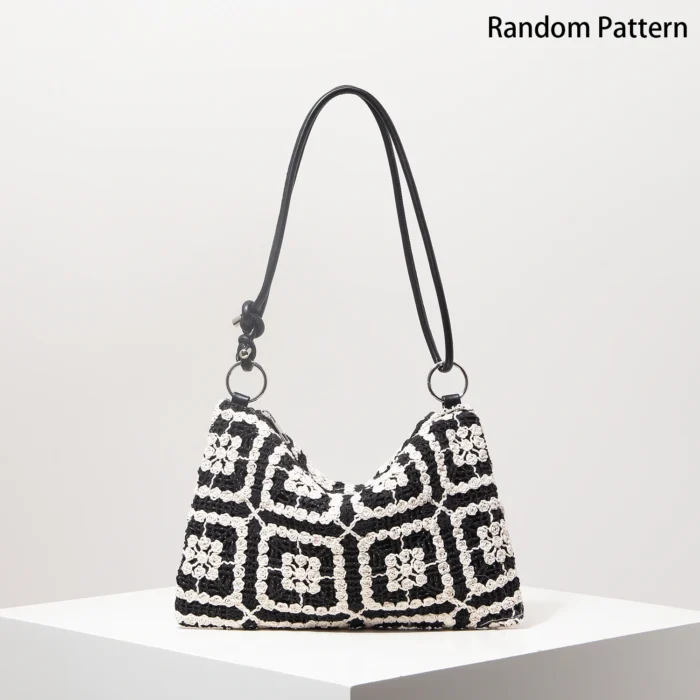 Pattern Hollow Knitting Shoulder Tote Bags for Ladies, Boho Beach Bags for Women, Holiday Outfits, Steaw Purse (Random Pattern) – Bild 10