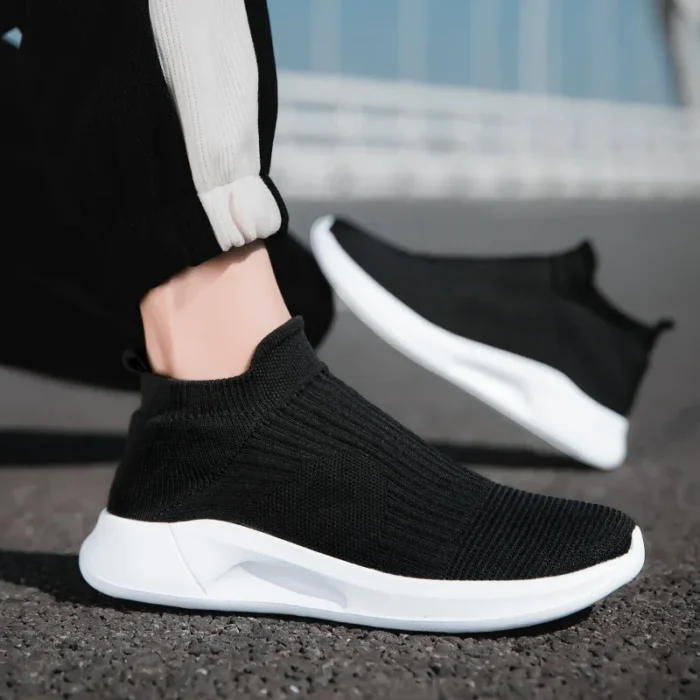 Slip-On Mens Shoes Stretch Fabric New Light Comfortable Walking Casual Shoes for Men Breathable Unisex Men Women Loafers Black – Bild 27