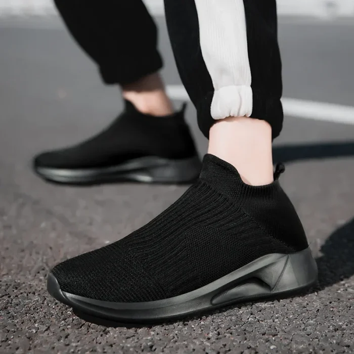 Slip-On Mens Shoes Stretch Fabric New Light Comfortable Walking Casual Shoes for Men Breathable Unisex Men Women Loafers Black – Bild 26