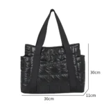 Fashion Checkered Quilted Pure Color Shoulder Bag Women Casual Nylon Handbags – Bild 11