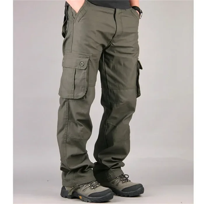 Cargo Pants Men Military Work Overalls Loose Straight Tactical Trousers Multi-Pocket Baggy Casual Cotton Slacks Pants – Bild 7
