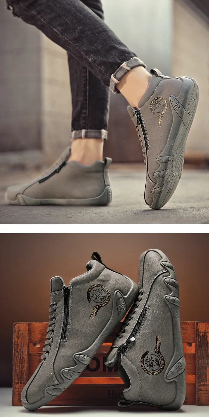 Men's Casual Shoes Side Zipper Short Boots Versatile Flat Bottom Trendy Fashionable Men's Shoes Suitable for Outdoor Sports – Bild 23