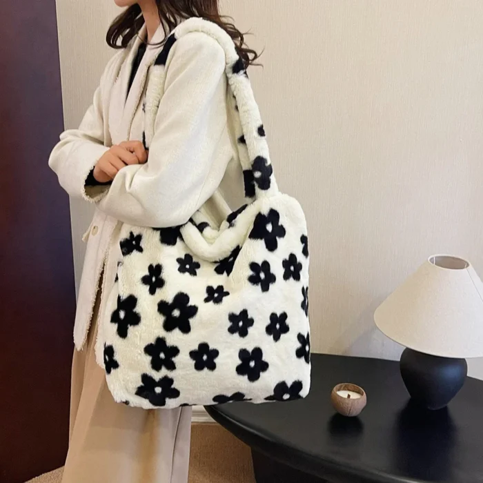Women Fluffy Shoulder Bag Furry Faux Fur Handbags Luxury Design Top Handle Bag Plush Underarm Bag Fuzzy Tote Shopper Bag 2023 – Bild 3