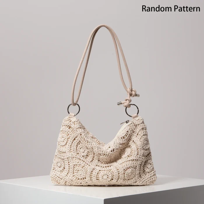 Pattern Hollow Knitting Shoulder Tote Bags for Ladies, Boho Beach Bags for Women, Holiday Outfits, Steaw Purse (Random Pattern) – Bild 11