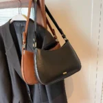 PU Leather Fashion Sling Bag Large Capacity Women Daily Shoulder Bag Solid Color Vintage Simple Daily Bags – Bild 14