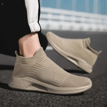 Slip-On Mens Shoes Stretch Fabric New Light Comfortable Walking Casual Shoes for Men Breathable Unisex Men Women Loafers Black