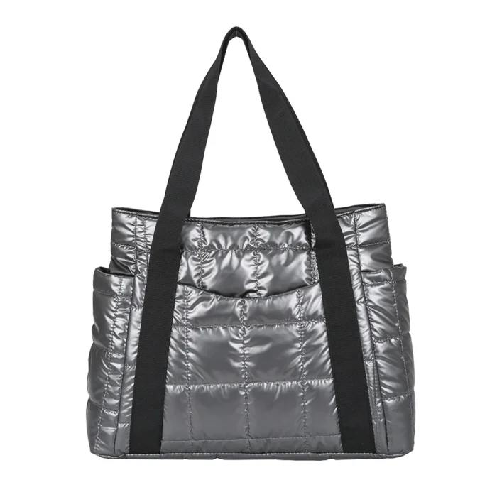 Fashion Checkered Quilted Pure Color Shoulder Bag Women Casual Nylon Handbags – Bild 10