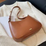 PU Leather Fashion Sling Bag Large Capacity Women Daily Shoulder Bag Solid Color Vintage Simple Daily Bags – Bild 2