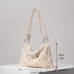 Pattern Hollow Knitting Shoulder Tote Bags for Ladies, Boho Beach Bags for Women, Holiday Outfits, Steaw Purse (Random Pattern) – Bild 6