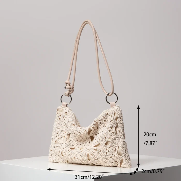 Pattern Hollow Knitting Shoulder Tote Bags for Ladies, Boho Beach Bags for Women, Holiday Outfits, Steaw Purse (Random Pattern) – Bild 6