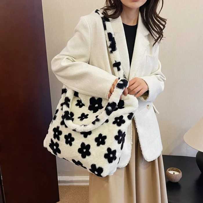 Women Fluffy Shoulder Bag Furry Faux Fur Handbags Luxury Design Top Handle Bag Plush Underarm Bag Fuzzy Tote Shopper Bag 2023 – Bild 14