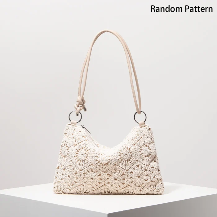 Pattern Hollow Knitting Shoulder Tote Bags for Ladies, Boho Beach Bags for Women, Holiday Outfits, Steaw Purse (Random Pattern) – Bild 14