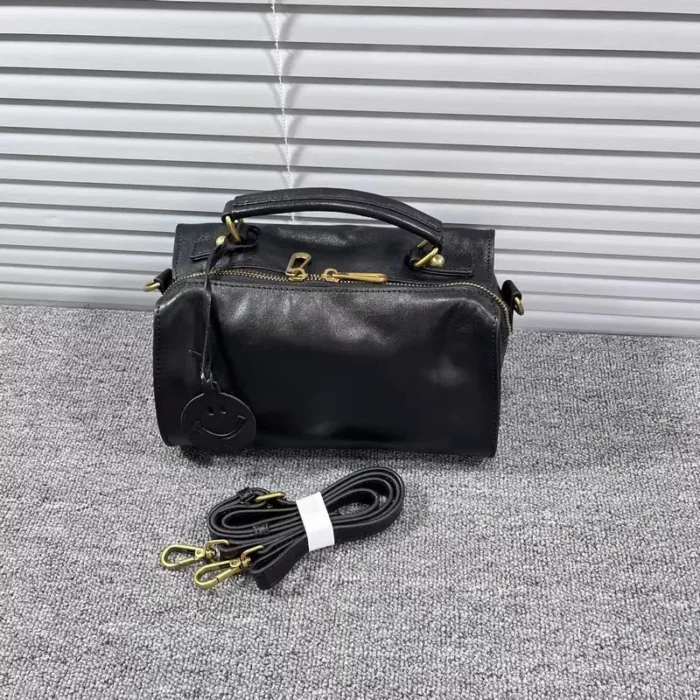 Real Leather Cowhide Women Boston Bag Vintage Tote Handbag Office Ladies Casual Single Shoulder Bag Zipper Crossbody Pillow Bags – Bild 9