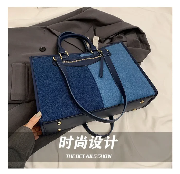 Fashion Casual Ladies Splice Denim Handbag Large Capacity Tote Bag for Women Luxury Designer Shoulder Bag Ladies Messenger Bags – Bild 11