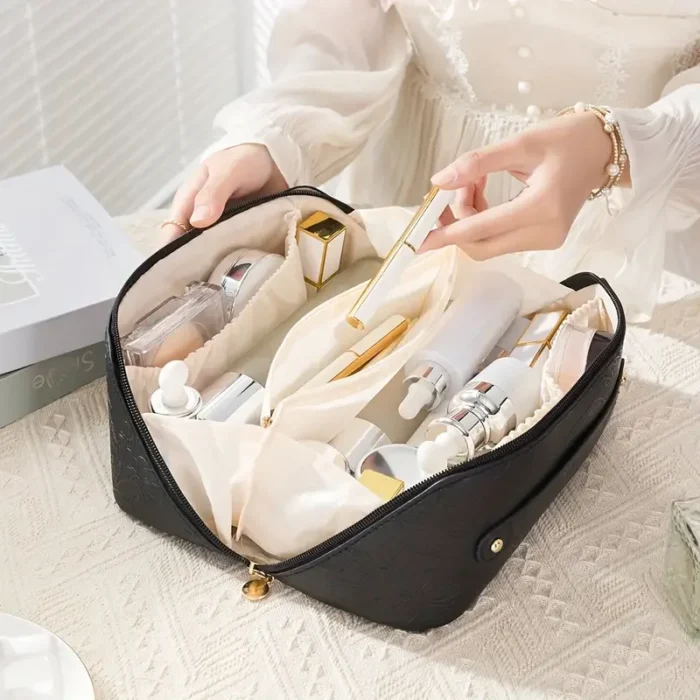 Vintage Flower Women Tote Cosmetic Bag Fashion Portable Pillow Makeup Orgainzer Pouch Washbag Large Capacity Travel Zipper Bag – Bild 3