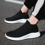 Slip-On Mens Shoes Stretch Fabric New Light Comfortable Walking Casual Shoes for Men Breathable Unisex Men Women Loafers Black – Bild 28