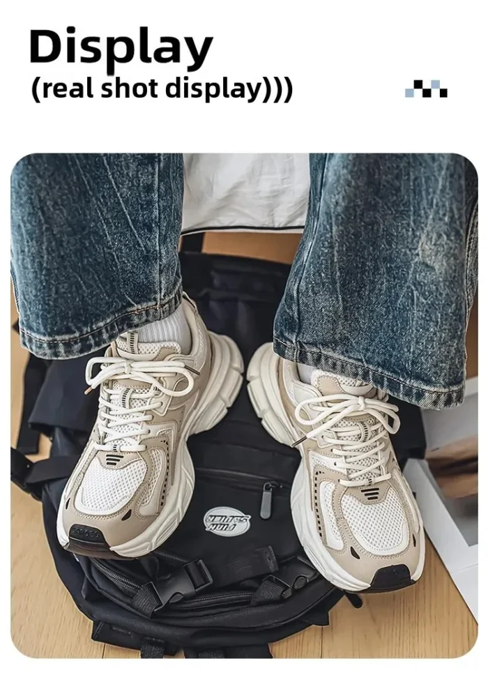 Comfortable Men's Casual Running Shoes Summer New Style Dad Shoes Breathable Hollow out Design Sporty Trendy All Season Shoes - Image 12