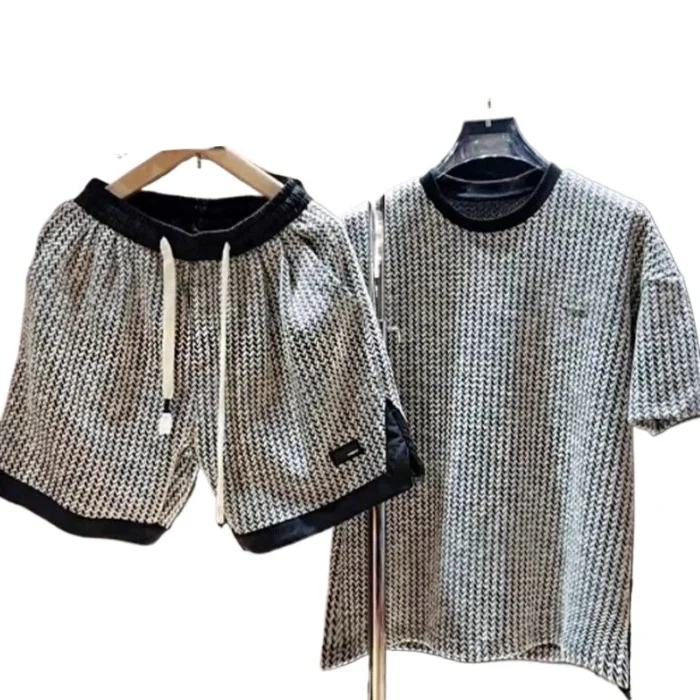 Japanese Summer New Striped Suit Men's Korean Version Simple Versatile Short-sleeved Shorts Handsome Fashion Casual Sports Suit - Image 6
