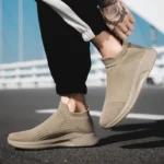 Slip-On Mens Shoes Stretch Fabric New Light Comfortable Walking Casual Shoes for Men Breathable Unisex Men Women Loafers Black – Bild 35