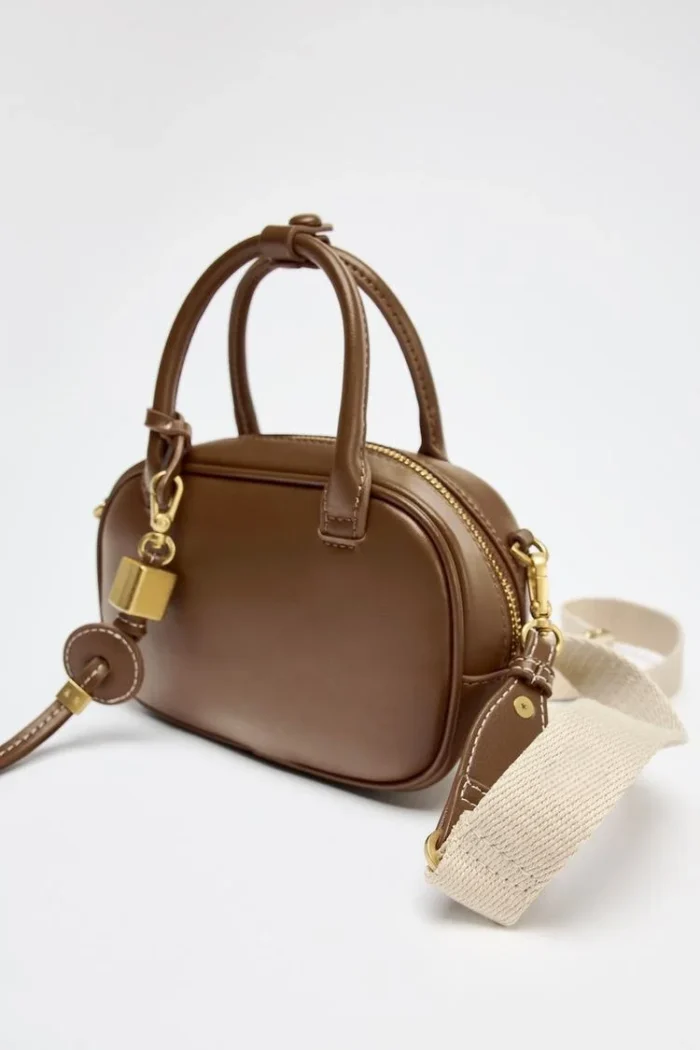 MINI TOPSTITCHED BAG, Wide Strap Women's Vintage Crossbody Bag, Ladies Luxury Design Handbags, Solid Color Small Shoulder Bag – Bild 12
