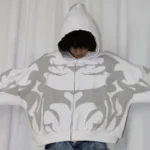 Tiger Gray Sweater Men High Street American Retro Hip Hop Y2K Zipper Hooded Sweater Couple Casual Sweatshirt Unisex Tops NewCoat – Bild 3