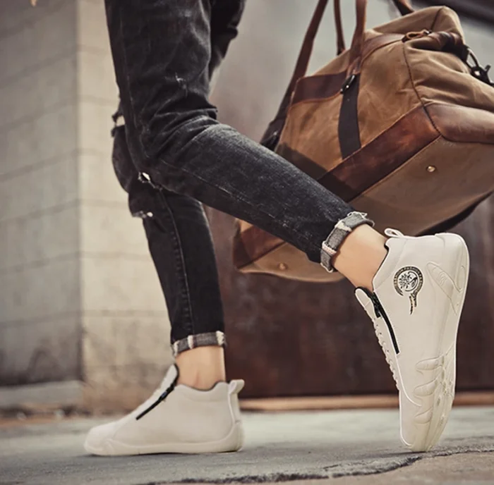 Men's Casual Shoes Side Zipper Short Boots Versatile Flat Bottom Trendy Fashionable Men's Shoes Suitable for Outdoor Sports – Bild 10