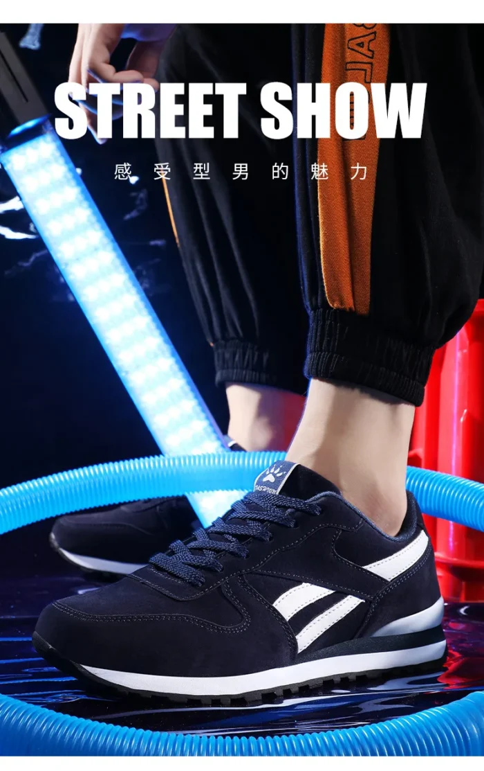 Autumn Men Sneakers Cotton Sports Shoes for Men Male Trainers Outdoor Stylish Shoes Lace-up Flats Non-slip Rubber Sole Blue Grey – Bild 20