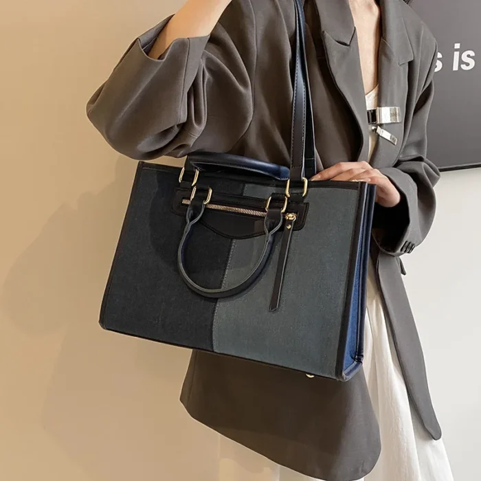 Fashion Casual Ladies Splice Denim Handbag Large Capacity Tote Bag for Women Luxury Designer Shoulder Bag Ladies Messenger Bags – Bild 4
