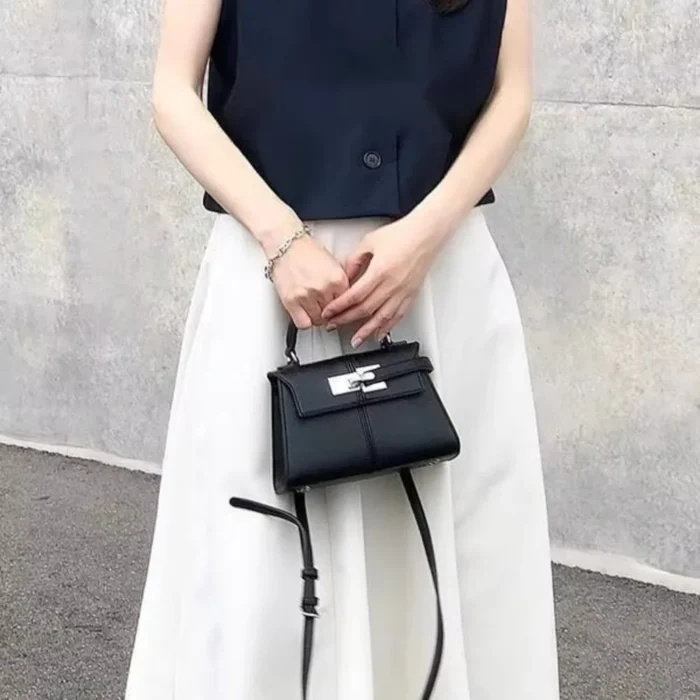 2025 Trapezoidal Leather Women's Bag Versatile Fashion Niche Handbag Top-handle Bags на сумки плечо кожаная sac de luxe femme – Bild 2