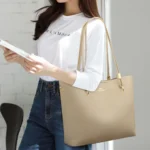 High Quality Brand Solid Color Handbag Soft PU Leather Shoulder Bags for Women Large Capacity Female Shopping Commuting Tote Sac – Bild 3
