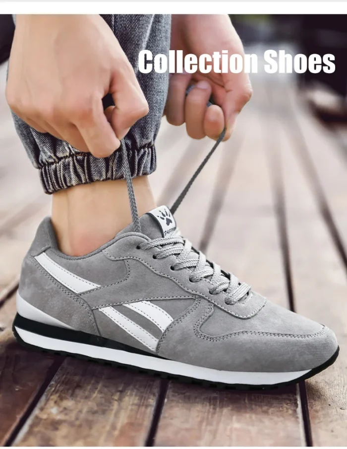 Autumn Men Sneakers Cotton Sports Shoes for Men Male Trainers Outdoor Stylish Shoes Lace-up Flats Non-slip Rubber Sole Blue Grey – Bild 18
