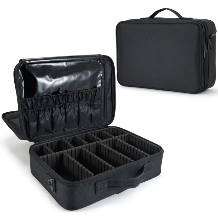 Professional Makeup Bag Extra Large Cosmetic Train Case Make Up Brush Organizer Storage Box Manicure Artist Bags with Dividers – Bild 7