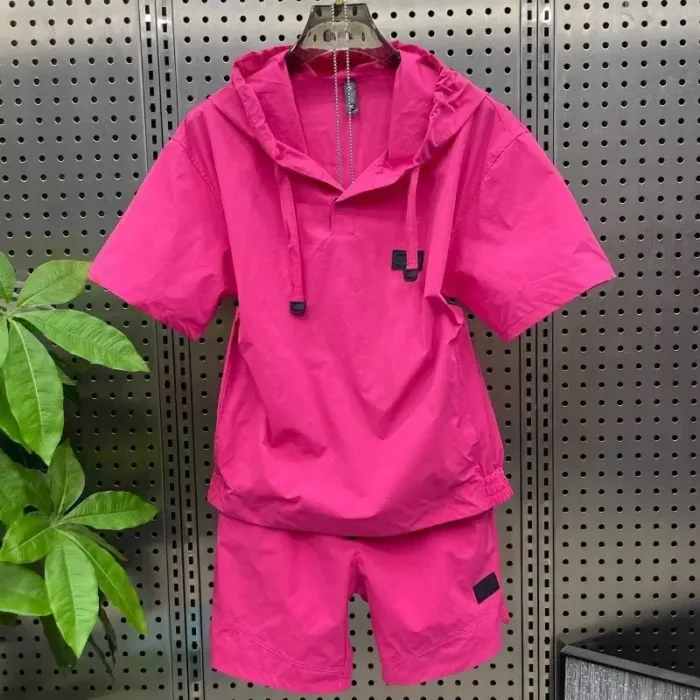 Men's Summer Quick Dry Sun Protection Set Loose Fit Short Sleeve Hoodie Two Piece Suit Thin Material Comfortable Breathable – Bild 6