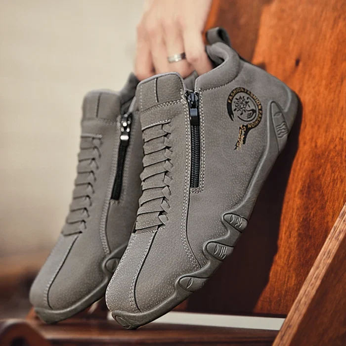 Men's Casual Shoes Side Zipper Short Boots Versatile Flat Bottom Trendy Fashionable Men's Shoes Suitable for Outdoor Sports – Bild 4