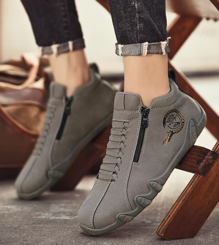 Men's Casual Shoes Side Zipper Short Boots Versatile Flat Bottom Trendy Fashionable Men's Shoes Suitable for Outdoor Sports – Bild 21