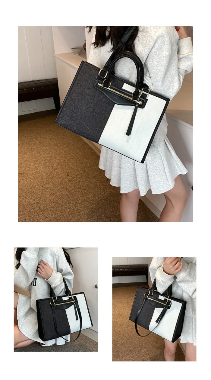 Fashion Casual Ladies Splice Denim Handbag Large Capacity Tote Bag for Women Luxury Designer Shoulder Bag Ladies Messenger Bags – Bild 16
