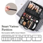 Professional Makeup Bag Extra Large Cosmetic Train Case Make Up Brush Organizer Storage Box Manicure Artist Bags with Dividers – Bild 4