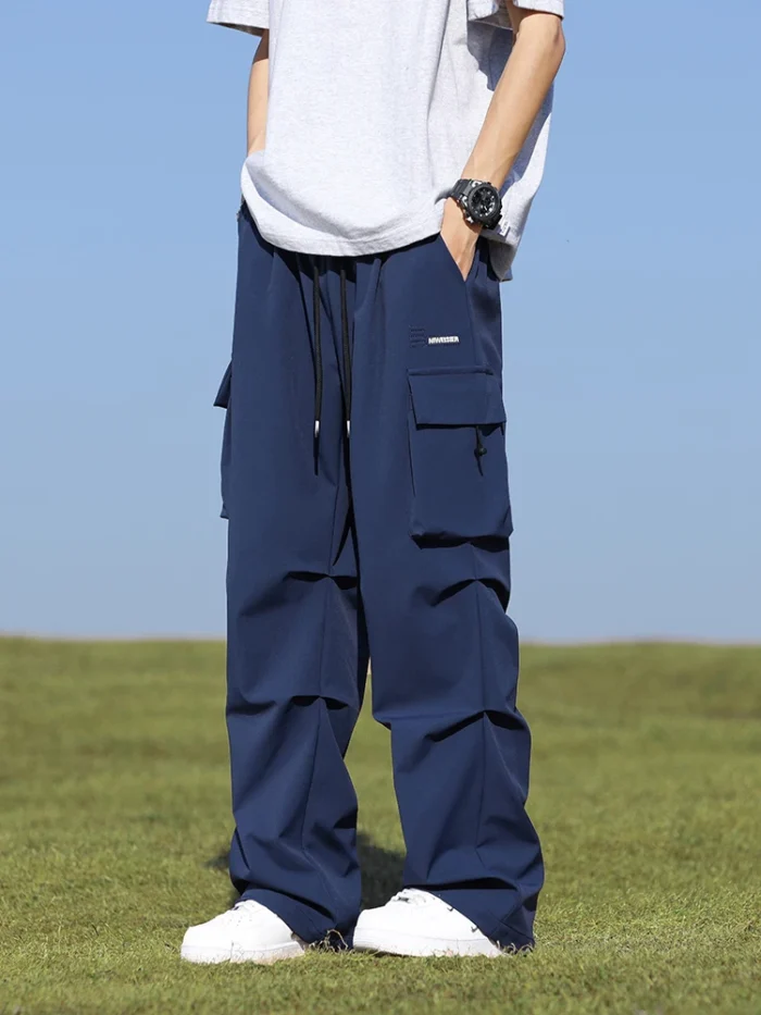 Summer Cargo Pants Men Lightweight Nylon Spandex Ice Silk Cooling Sweatpants Wide Leg Loose Fit Straight Trousers Big Size 8XL – Bild 5