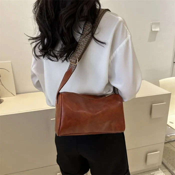 Vintage PU Leather Boston Women Small Handbag and Purse Fashion Designer Crossbody Bag Female Casual Travel Pillow Shoulder Bag – Bild 5